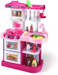 It's large enough to hold all their food toys. Amazon Com Temi Kitchen Playset Pretend Food 53 Pcs Kitchen Toys For Toddlers Toy Accessories Set W Real Sounds And Light For Kids Girls Boys Pink Toys Games