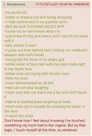 Kid annon hiding from his sister : rgreentext