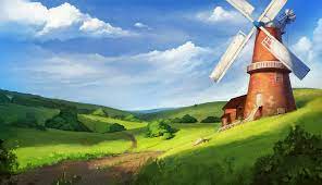 Artstation Windmill Nick Serpilov Windmill Art Windmill Landscape Illustration