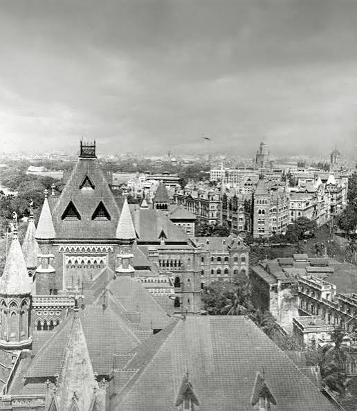 Late 19th Century. British India, Bombay (Mumbai). The University Library, High Court and Bombay, Baroda and Central India Railway Building. Photographer Unknown. Restored Image. Updated.