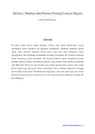 Pdf Definisi Manfaat Dan Elemen Penting Literasi Digital Murad Maulana Academia Edu