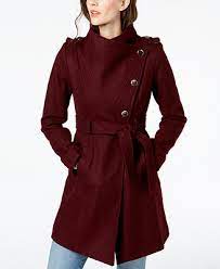 Guess Asymmetrical Belted Wool Wrap Coat Created For Macy S Reviews Coats Jackets Women Macy S