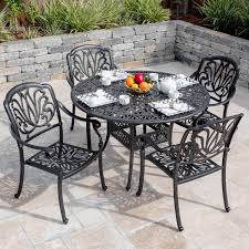 Roxbury 5 Piece Cast Aluminum Patio Dining Set W 48 Inch Round Table By Darlee Bbqguys Patio Dining Set Patio Aluminum Patio