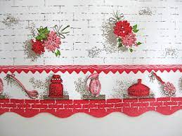 Floral Kitchen Wallpaper Border Wide Unused Roll Sale Etsy Wallpaper Border Kitchen Kitchen Wallpaper Wallpaper Border