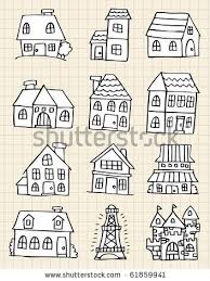 Cute House Draw Stock Vector 61859941 Shutterstock House Drawing House Doodle Doodle Drawings