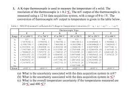 Solved 1 A K Ty Pe Thermocouple Is Used To Measure The T