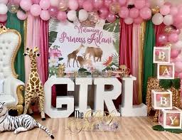 It's time to plan a baby shower. Princess Safari Baby Shower A Princess Safari Baby Shower Catch My Party Baby Shower Safari Theme Girl Girl Baby Shower Decorations Baby Girl Shower Themes