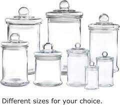 The lid always protects the stored content against the bacteria. Mini Glass Apothecary Jars Cotton Jar Bathroom Storage Organizer Canisters Set Of 3 Amazon Co Uk Home Kitchen