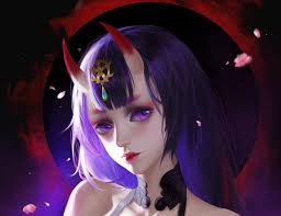 Demon girl, frumusete, fu sang, horns, art, succubus, girl, demon, amethyst  eyes, purple, portrait, red, luminos HD wallpaper | Pxfuel