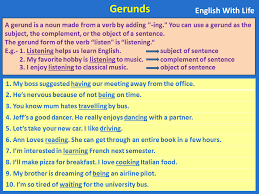 An example of a gerund act as a predicate noun would be lola is sleeping. Gerunds In English English Learn Site