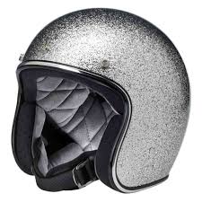 biltwell bonanza helmet brite silver megaflake