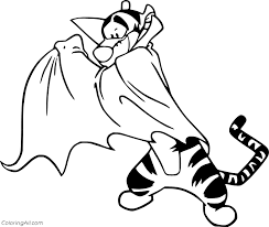 Tigger got scared by flying bats and now he is running! Disney Halloween Coloring Pages Coloringall