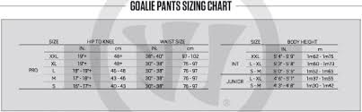 Hockeyshop Forster Goalie Sizing Charts