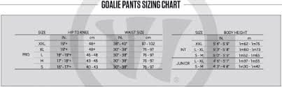 Hockeyshop Forster Goalie Sizing Charts