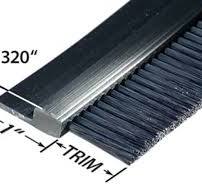 Flexible Strip Brush, h-Shaped 180 Degree Profile, Single Row, 2" Trim,  .012 Nylon, 72" Long FPVC142072