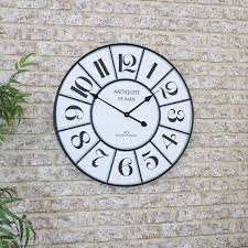 Watch in pastel colors and distressed. Large Black White Vintage Wall Clock