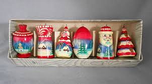 Maybe you would like to learn more about one of these? Vintage Russian Hand Painted Turned Wood Christmas Ornaments Boxed Set Of Six In X Sold Gallery