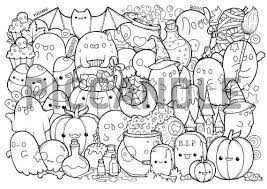 This collection of kawaii printable coloring pages is sure to bring a smile to your little one's face. Halloween Doodle Coloring Page Printable Cute Kawaii Coloring Page For Kids And Adults Doodle Coloring Doodle Pages Free Doodles