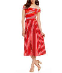 Wayf Rayan Off The Shoulder Striped Midi Dress Striped Midi Dress Dresses Fashion Outfits