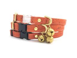 Nylon cat breakaway collars are made out of durable yet soft and flexible nylon material. Orange Vegan Cork Leather Breakaway Safety Cat Collar With Solid Brass Bell Chelsea Cats