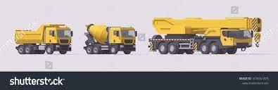 Vector Dump Truck Concrete Mixer Truck Telescopic Mobile Crane Truck Isolated Illustration Collection Ad Paid Mixer Truck Concrete Mixers Dump Truck