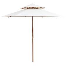 Garden Parasol Umbrella Durable Wooden Pole Cream White Colored Double Decker Wooden Poles Garden Umbrella White Gardens