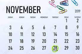 But according to time, during 1939, the calendar had been unusual, as the month started on a wednesday, so there were five thursdays as opposed to four. Thanksgiving Day 2019 In Usa Thursday November 28 Marked On The Calendar Stock Photo Picture And Royalty Free Image Image 127643665