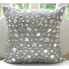 16x16 Luxury White Pillow Cover Art Silk Toss Etsy Glitter Pillows Silver Throw Pillows Decorative Throw Pillow Covers