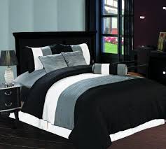 Black And Cream Comforter Queen Amber 7 Piece Jacquard Comforter Set Black Silver Cream Metallic Color Fused Pleating Stripes Bed Cover Queen Size Silver Bedding Cozy Bed Bed Comforter Sets