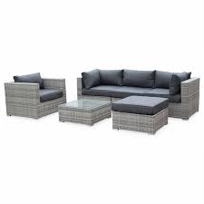 salon de jardin caligari en resine tressee 5 places nuances de gris taille tu tuinbank bankstel buiten