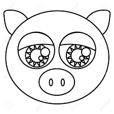 How to draw cute animals with big eyes step by step. Sketch Silhouette Face Cute Pig Animal With Big Eyes Vector Illustration Royalty Free Cliparts Vectors And Stock Illustration Image 74582949