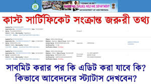 Submitted Cast Certificate Application Edit Process 2020 21 West Bengal How To Apply It Cast Names