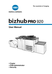 The download center of konica minolta! Konica Minolta Bizhub Pro 920 User Manual Pdf Download Manualslib