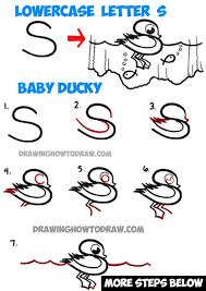 How To Draw A Cartoon Baby Duckling From The Letter S Easy Drawing Tutorial For Kids Harfler Cizimler Ve Cizim