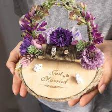 Custom Rustic Wood Ring Pillow Farmhouse Wedding Engagement Ring Holder Personalized Ring Pillow Wedding Decor Cincin Perkawinan Dekorasi Perkawinan Cincin