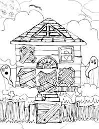 View and print full size. Haunted House Coloring Page