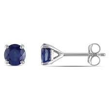 5 0mm Blue Sapphire Stud Earrings In 10k White Gold Zales Sapphire Studs Sapphire Earrings Studs Blue Sapphire Studs