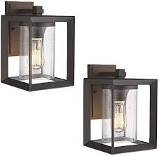 Emliviar Indoor Outdoor Wall Sconce 2 Pack Oil Rubbed Bronze Finish With Seeded Glass Shade 2083 B1 Amazon Com