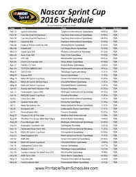 2016 Nascar Sprint Cup Schedule Nascar Sprint Cup