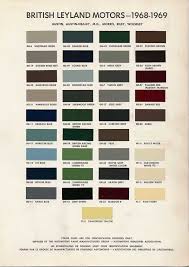 British Motor Colour Chart 1968 1969 Nuancier Voitures Et Motos Voitures De Collection