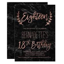 Cheers to 18 years black and white birthday invitations birthday invitations. Rose Gold Feathers Black Marble 18th Birthday Invitation Zazzle Com In 2021 18th Birthday Cards 18th Birthday Invites Birthday Invitations