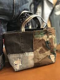 送料無料 デニム リメイク ハンドメイド ランチトートバック180325 デニム リメイク バッグ 手作り 手提げバッグ