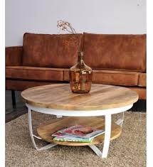 salontafel cilamon 90 cm wit industrieel hout metaal rond salontafel hout interieur woonkamer wit
