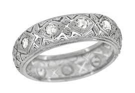 Knollwood Art Deco Wide Diamond Antique Wedding Band In Platinum Size 6 In 2020 Antique Wedding Bands Antique Wedding Rings Antique Jewelry Mall