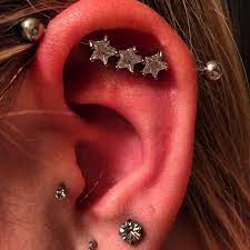 Surgical Steel Clear Cz Star Industrial Barbell 37mm Body Candy Body Jewelry Body Jewelry Pricing Jewelry Types Of Ear Piercings