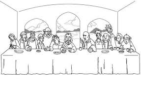The last supper coloring page. Jesus And His Disciples Share A Meal In The Last Supper Coloring Page Kids Play Color