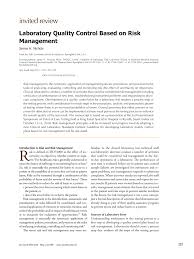 Distributing written quality assurance results to appropriate parties. Pdf Laboratory Quality Control Based On Risk Management