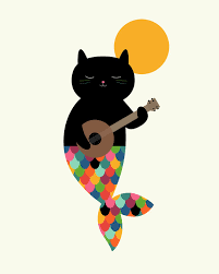 Purrmaid Animal Illustration Kids Art Prints Art