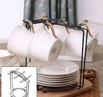 6 Cups Coffee Mug Holder Tree Stand Cup Hanging Rack Kitchen Tidy Storage Metal
