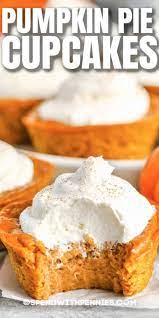 Make These Mini Or Full Sized Pumpkin Pie Cupcakes For A Dessert Treat That Will Be Unforgettable Moist And Pumpkin Pie Cupcakes Mini Pumpkin Pies Pumpkin Pie